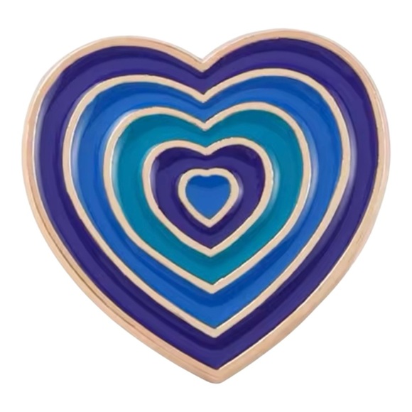 Whimsical Blue Gradient Love Heart Enameled Pin NEW - Picture 1 of 13